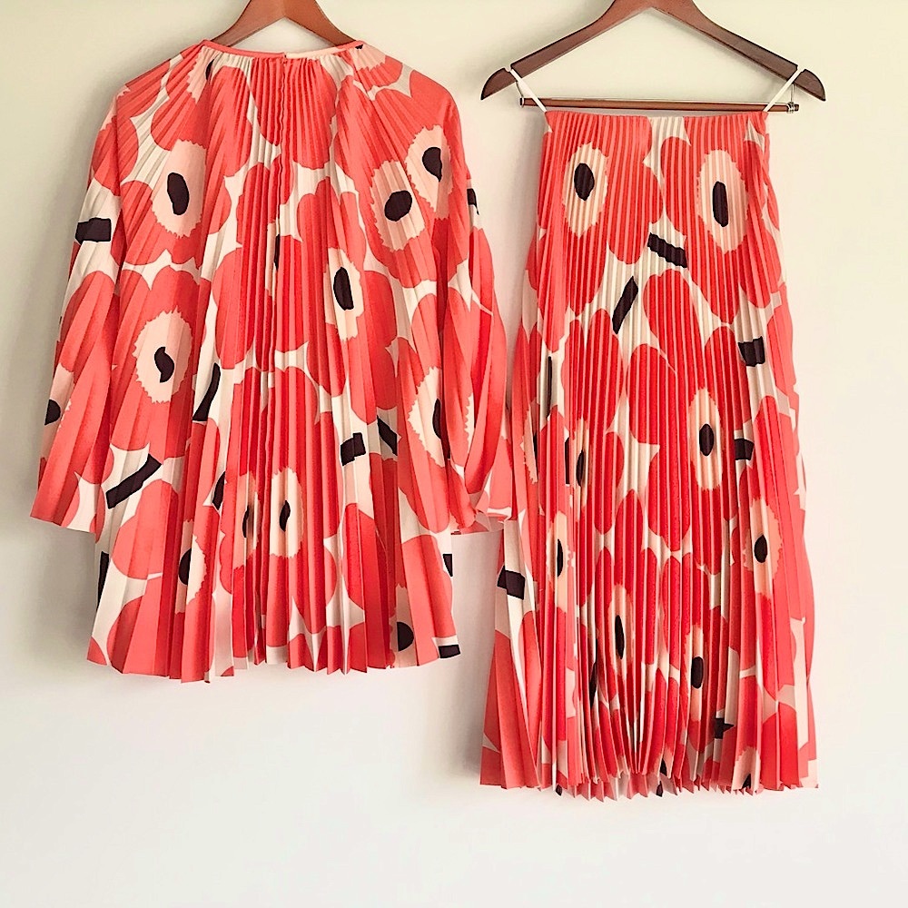 Marimekko Lepatus Pleated Unikko Print Tunic & Skirt Two-Piece Set Size XS - Picture 3 of 15
